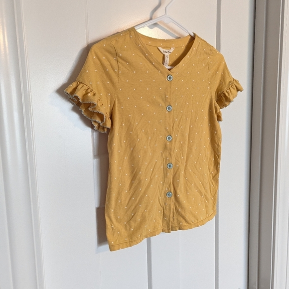 Matilda Jane NWT Don't Stop Dancing Gold Button Up Tee sz 10 - Picture 2 of 3